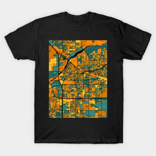 Bakersfield Map Pattern in Orange & Teal T-Shirt